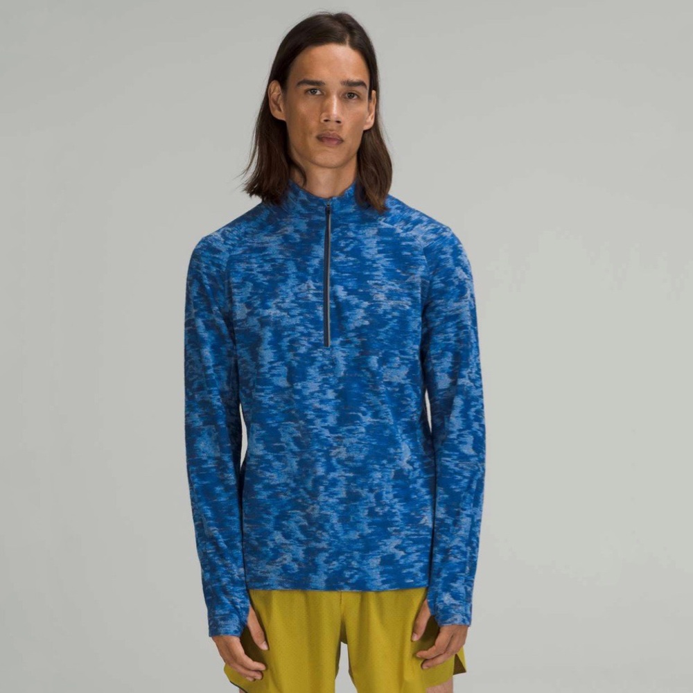 Lululemon | Surge Warm 1/2 Zip Data Rush Mini Jacquard Chambray Mineral Blue XS